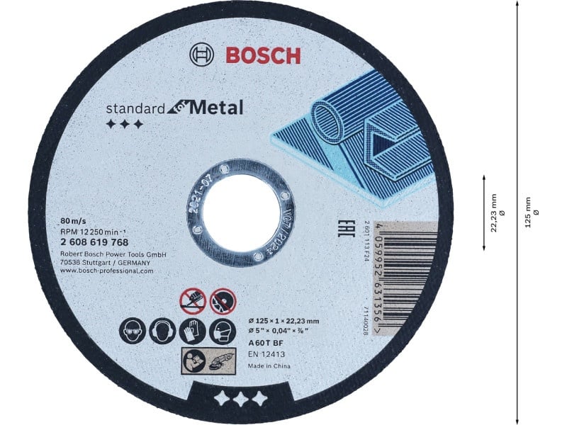 BOSCH Disc de tăiat pentru metal 125 x 1,0 x 22,2 mm A 60 T BF