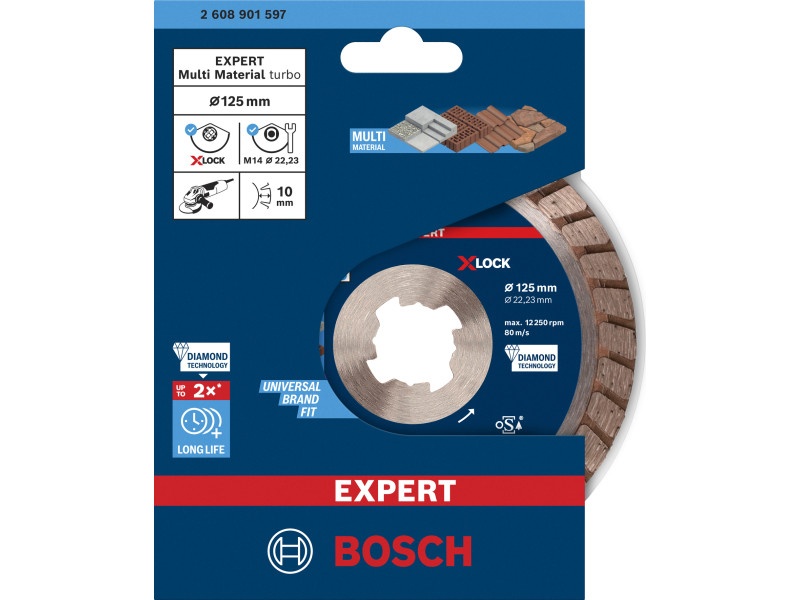 BOSCH EXPERT Disc de tăiere diamantat 125 x 2.4 x 12 x 22.2 mm turbo Multi Material X-LOCK (oSa) - 1 | YEO