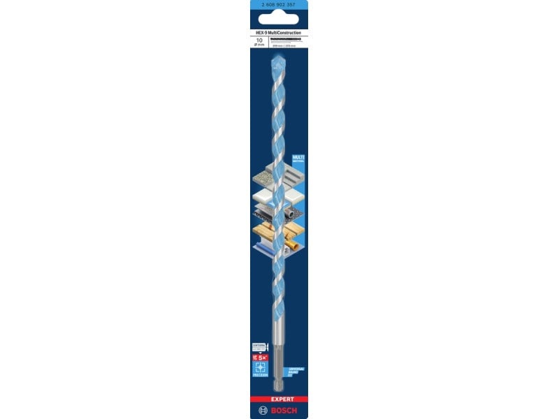 BOSCH EXPERT HEX-9 Burghiu universal 10,0 x 200/250 mm cu prindere burghiu 1/4" - 1 | YEO