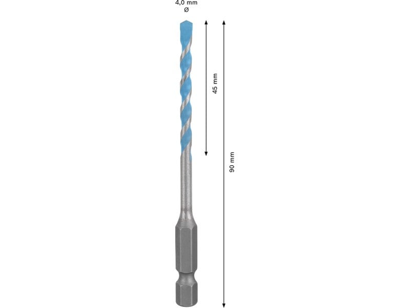 BOSCH EXPERT HEX-9 Burghiu universal 4,0 x 45/90 mm cu prindere burghiu 1/4"