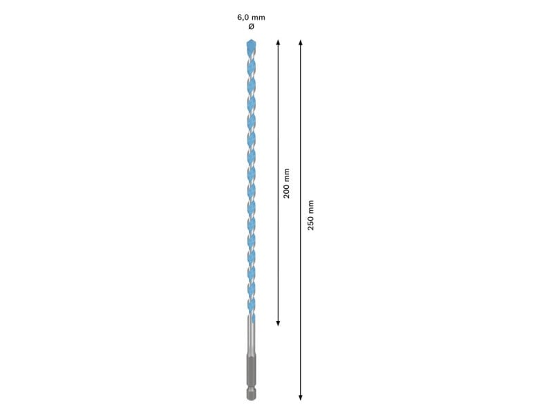 BOSCH EXPERT HEX-9 Burghiu universal 6,0 x 200/250 mm cu prindere burghiu 1/4"