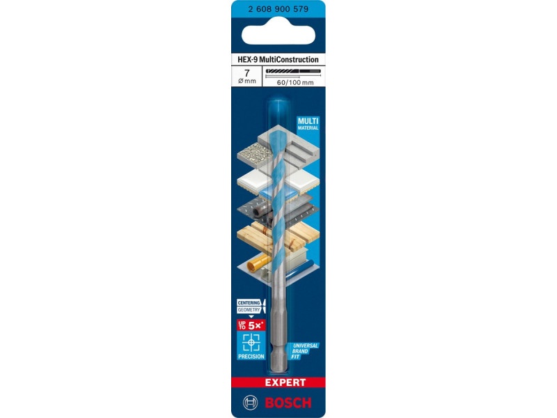 BOSCH EXPERT HEX-9 Burghiu universal 7,0 x 60/100 mm cu prindere burghiu 1/4" - 1 | YEO