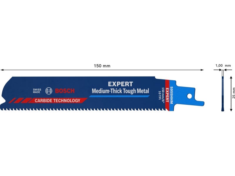 BOSCH EXPERT Pânză de ferăstrău sabie pentru metal S955 HHM 150 mm / 10 TPI cu vârf din carbură - 2 | YEO