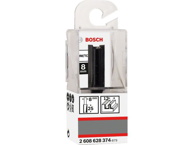 BOSCH Freză cu muchie dreaptă din carbură, lungă 12,0 x 31,5 x 62 x 8 mm