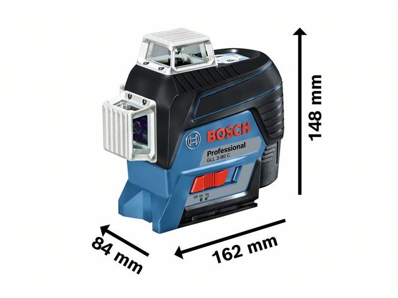 BOSCH GLL 3-80 C Laser de linie (1 x baterie 2.0 Ah) + BM 1 Suport + LR 7 Receptor laser + L-Boxx 136