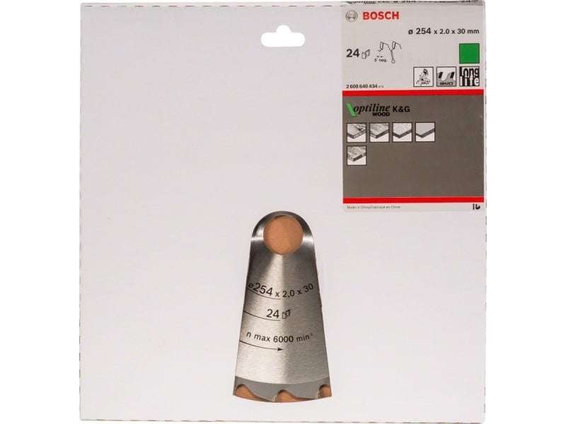 BOSCH Lamă de ferăstrău pentru lemn 254 x 30 x 2,0 mm / 24T Optiline Wood ATB / N - 1 | YEO