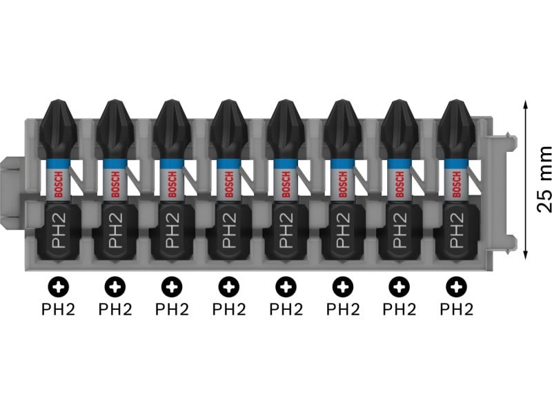 BOSCH PRO Bithegy PH2 x 8pcs / 25 mm Pick & Click - 2 | YEO