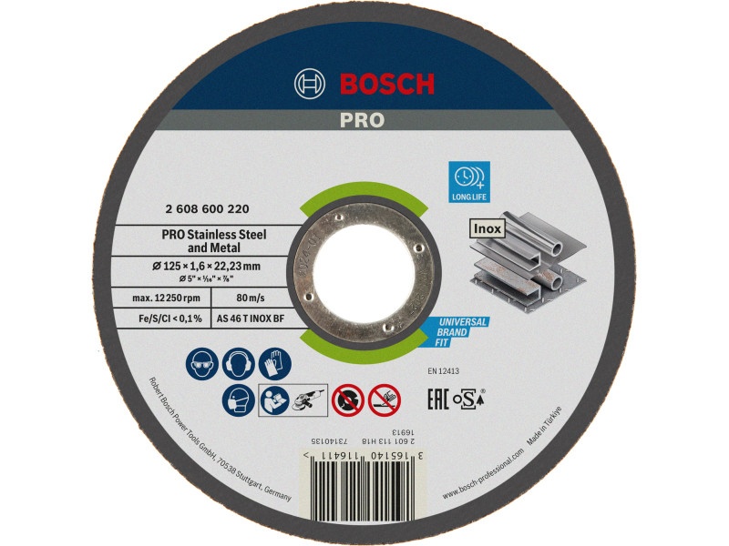 BOSCH PRO Disc de tăiere inox 125 x 1,6 x 22,2 mm AS 46 T INOX BF (oSa)