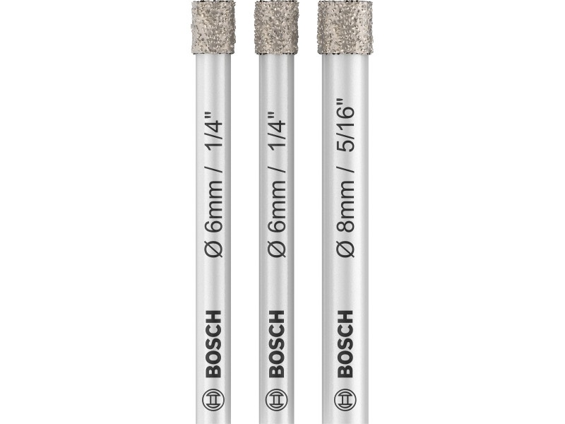 BOSCH PRO Dry set de burghie diamantate 3 piese (6 / 6 / 8 x 66 mm) cu mâner cilindric