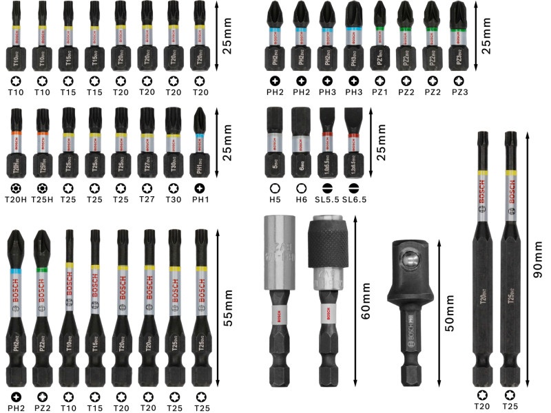 BOSCH PRO Impact bit punct set 41 piese 1/4" Hex - 2 | YEO