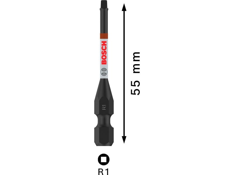 BOSCH PRO Impact vârf de bit R1 x 55 mm 1/4" Hex Robertson (2 buc)