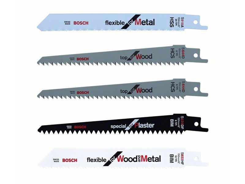 BOSCH Set lame de ferăstrău Saber 5 piese 150 mm (metal-lemn- tencuială)