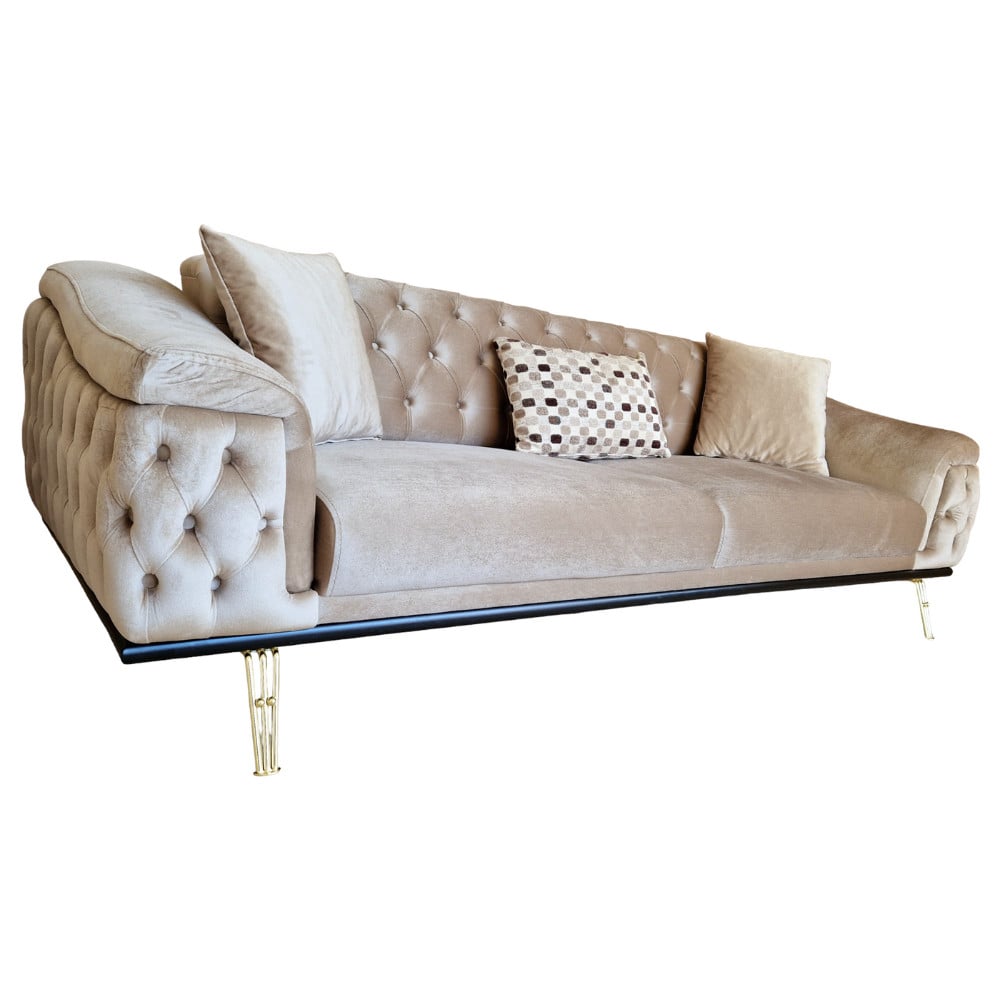 Canapea Extensibila Cavalli, 240x95x80cm, 3 locuri, baby Face V-04 Beige, Glasspandoor