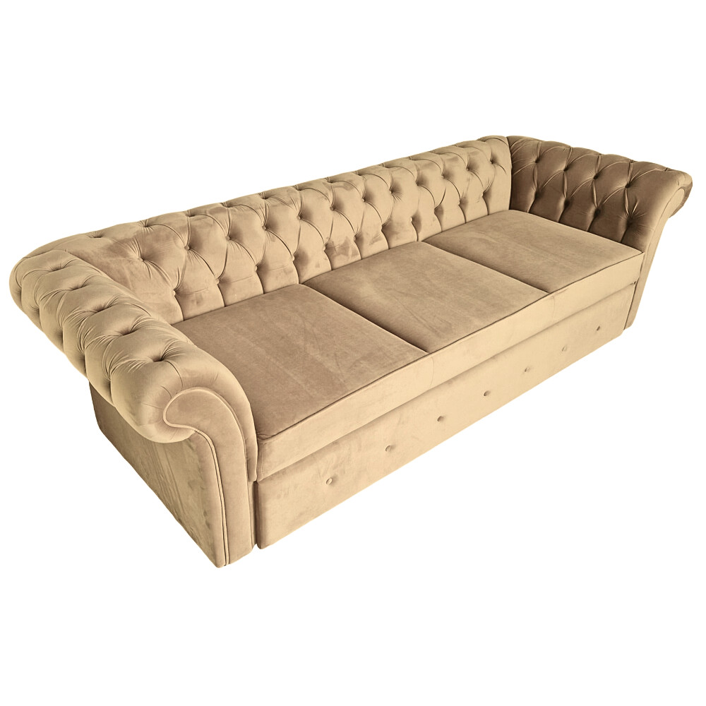 Canapea Extensibila Chesterfield, 250x100x75cm, 3 locuri, Velutto 03 Mika, Glasspandoor