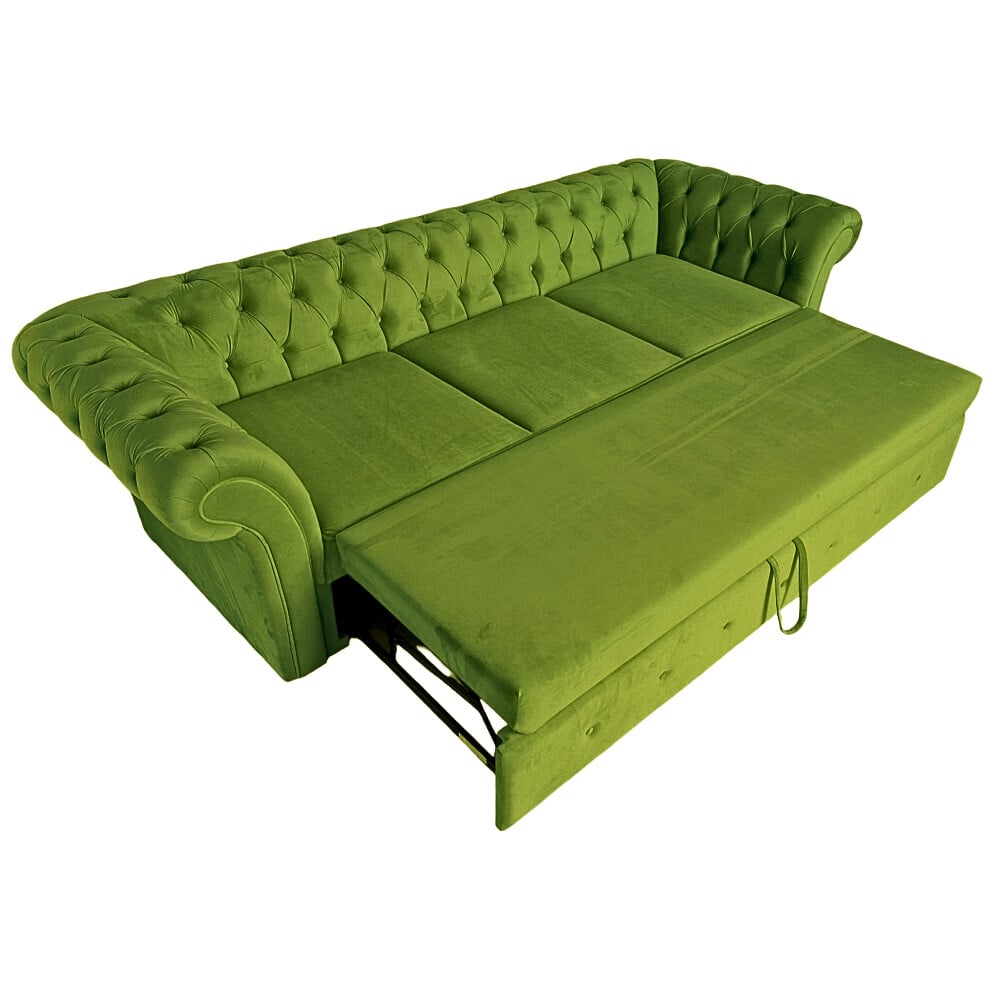 Canapea Extensibila Chesterfield, 250x100x75cm, 3 locuri, Velutto 35 Cedar, Glasspandoor - 1 | YEO