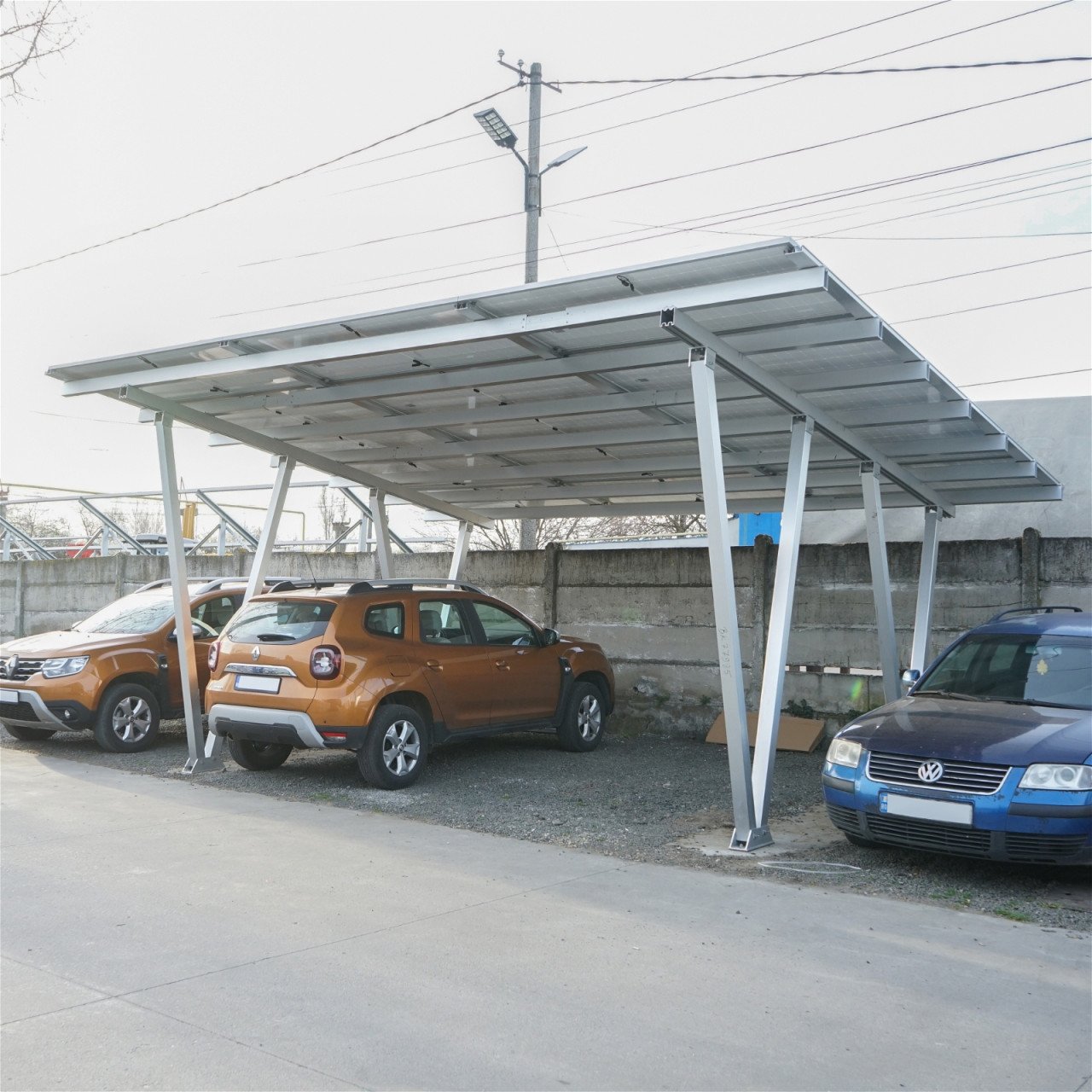 Carport 2 masini din aluminiu cu sistem, structura prinderi panouri solare fotovoltaice 8.25KW,Cod: BK77985, Brand: BRECKNER GERMANY - 2 | YEO