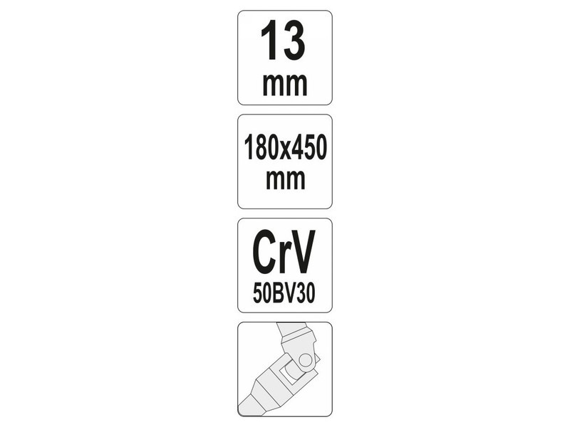 Cheie în T cu balamale YATO 13 mm / 450 mm CrV - 2 | YEO