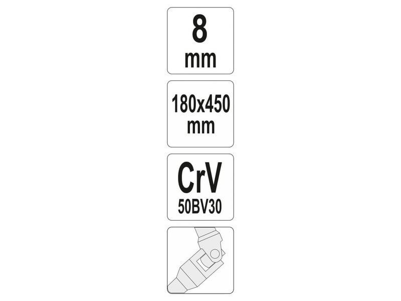 Cheie în T cu balamale YATO 8 mm / 450 mm CrV - 2 | YEO