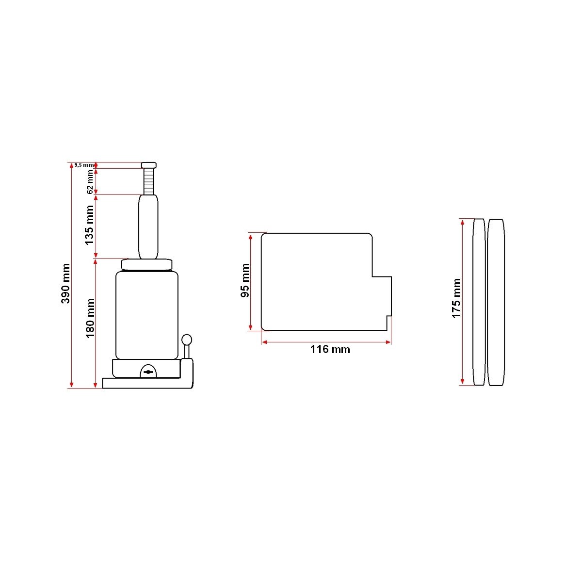 Cric hidraulic 10 tone 190 mm, Cod: DISCRH10, Brand: BRECKNER GERMANY