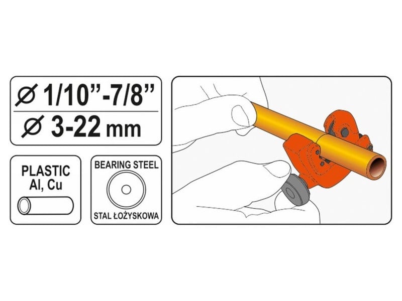 Cutter pentru țevi YATO 3-22 mm