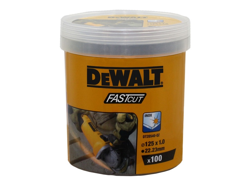 DEWALT Discuri de tăiat pentru metal 125 x 1,0 x 22,2 mm inox WA60TBF în pachet cu găleată (100 buc)