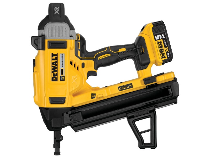 DEWALT Pistol de bătut cuie pentru beton fără fir 18 V (2 baterii 5.0 Ah + încărcător) DCN890P2