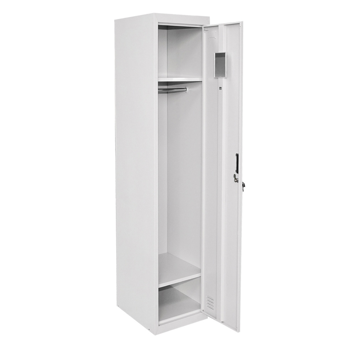 Dulap metalic fiset dublu tip vestiar 1800x450x380mm cu usa securizata, 2 rafturi, bara, oglinda si ventilatie, gri, Cod: BK92943, Brand: BRECKNER GERMANY - 3 | YEO