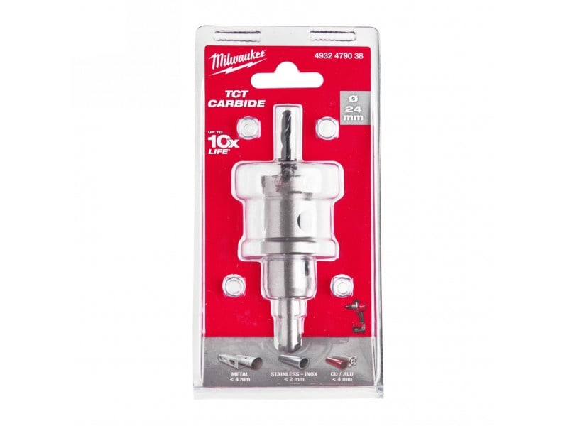 Ferăstrău de găuri MILWAUKEE TCT 24 mm cu mâner cu 3 fețe inox - 1 | YEO