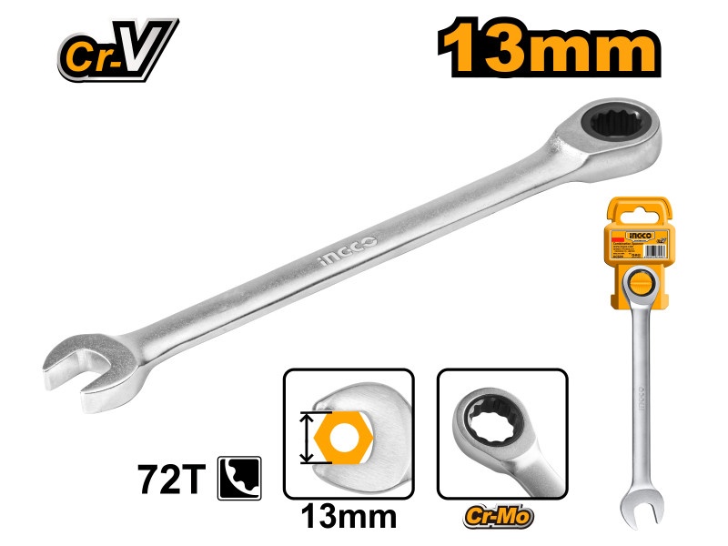 INGCO Cheie stea cu clichet 13 mm / 178 mm CrV