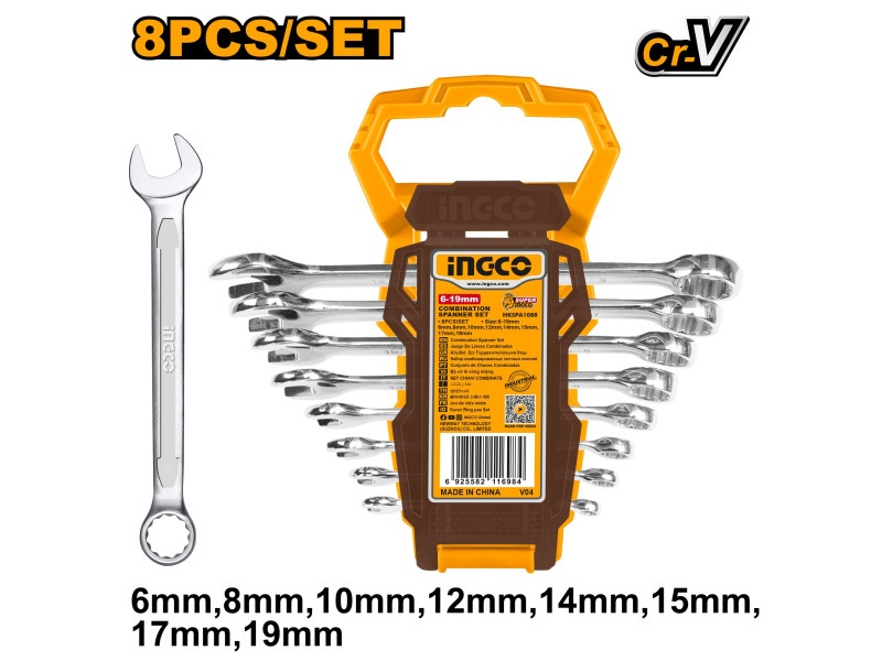 INGCO Set de 8 chei cu stea 6-19 mm CrV - 1 | YEO