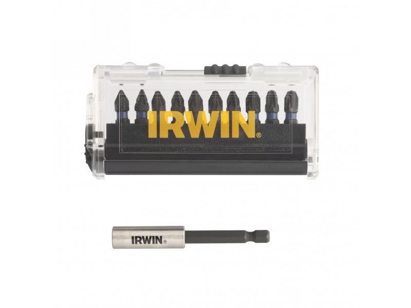 IRWIN Impact Pro set vârfuri de biți 10 bucăți 25 mm (2 x PZ1, 5 x PZ2, 3 x PZ3) + suport vârfuri de biți