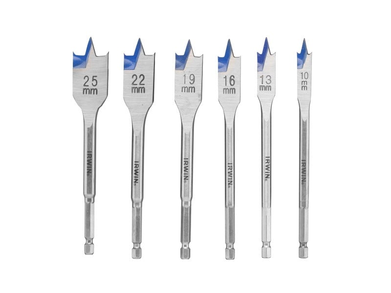 IRWIN Set de burghie plate pentru lemn 6 bucăți Bit Blue Groove 4x (10-13-16-19-22-25 x 152 mm)