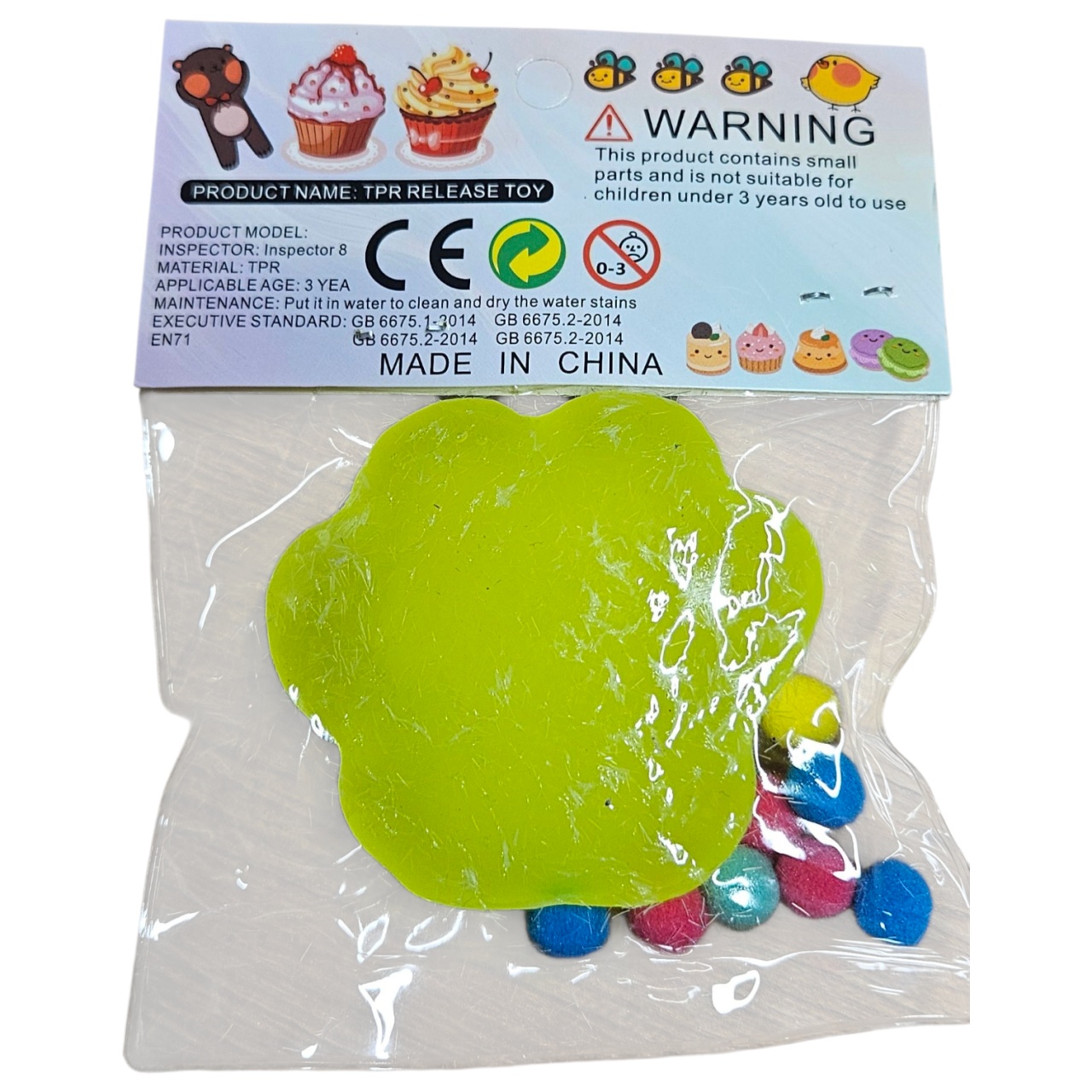 Jucărie Antistres Squeeze Toy – Lăbuță Multicolor, 6 cm - Verde intens/Alb