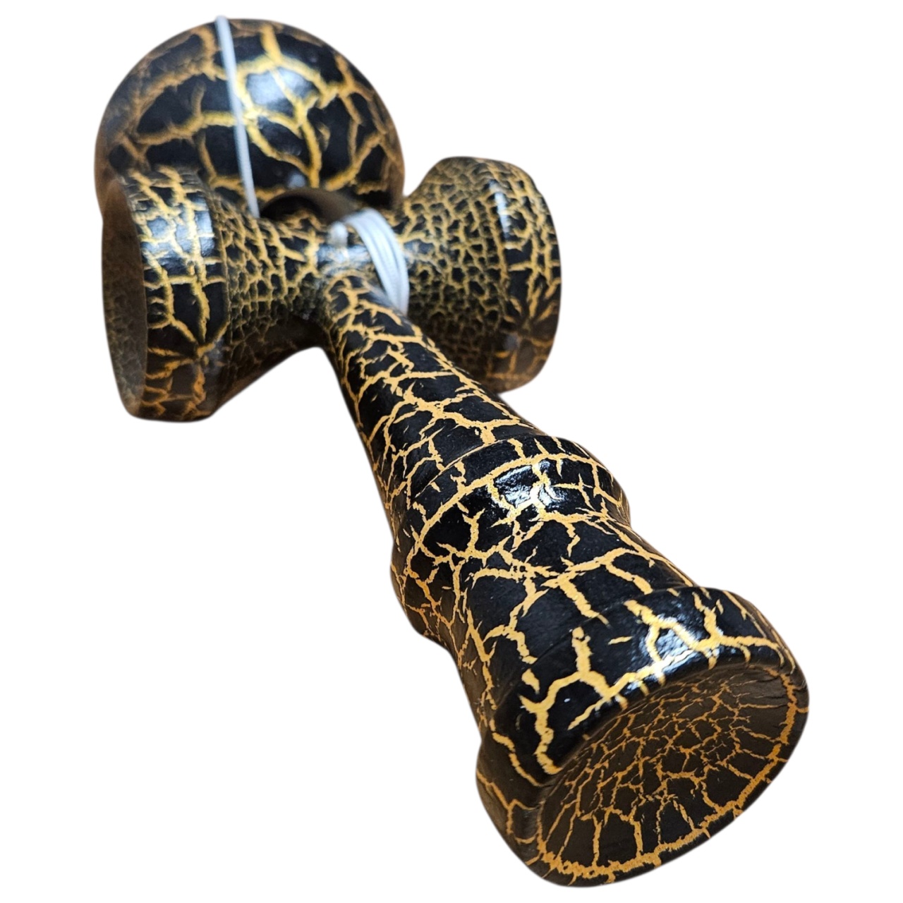 Kendama Crack din Lemn – 18 cm, Design Crăpat - Negru/Auriu
