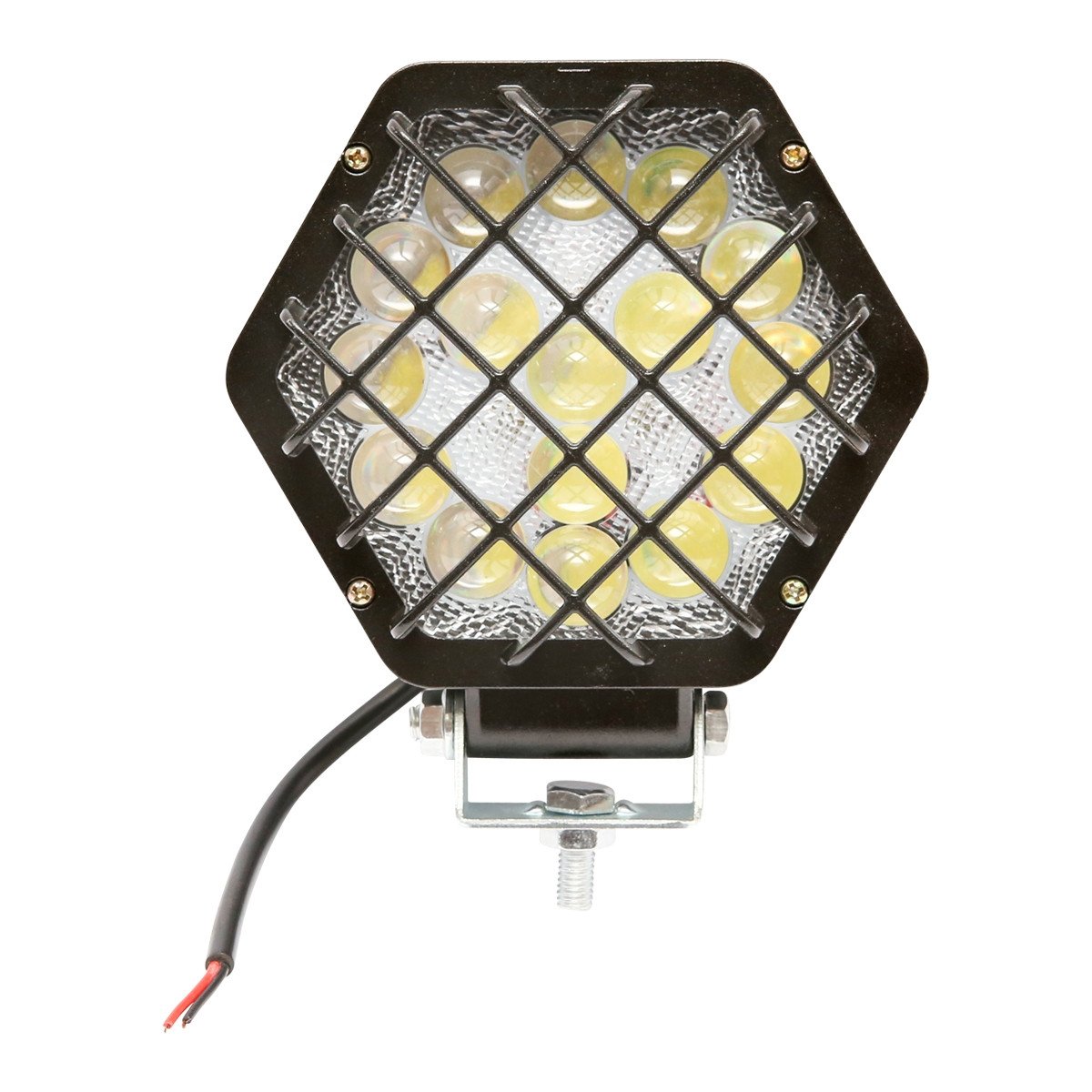 Lampa proiector hexagonal cu lumina alba si grilaj 16 LED-uri 12/24V, 125mm, Cod: BK69101, Brand: BRECKNER GERMANY