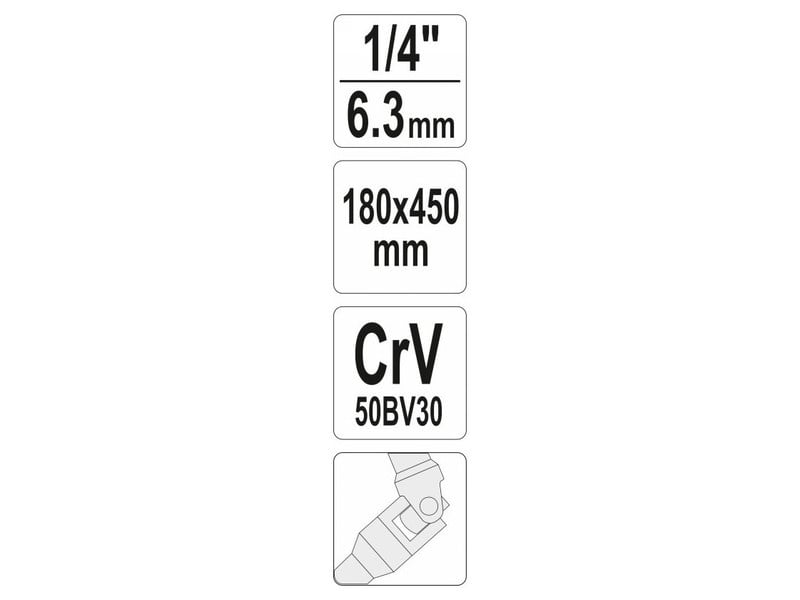 Manivela YATO în formă de T articulată 1/4" 450 mm CrV - 2 | YEO