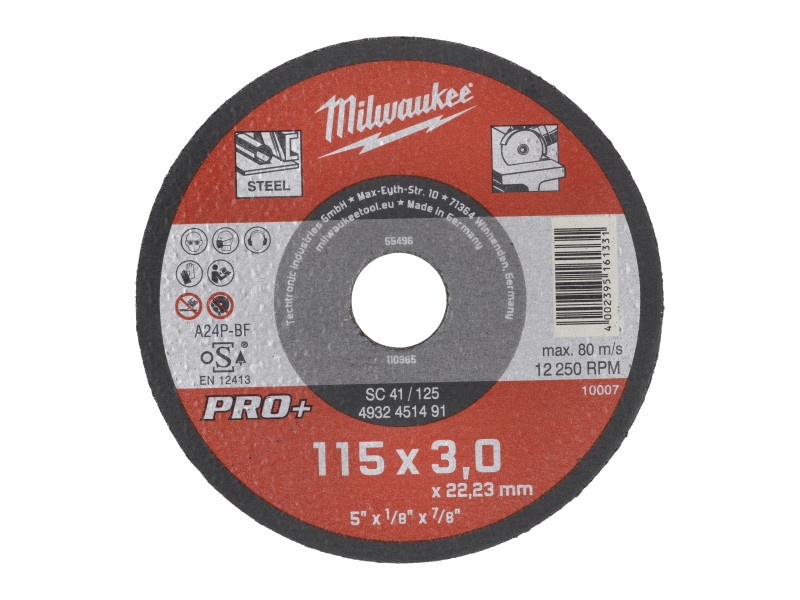 MILWAUKEE Disc de tăiat pentru metal 115 x 3,0 x 22,2 mm drept SC41 PRO+