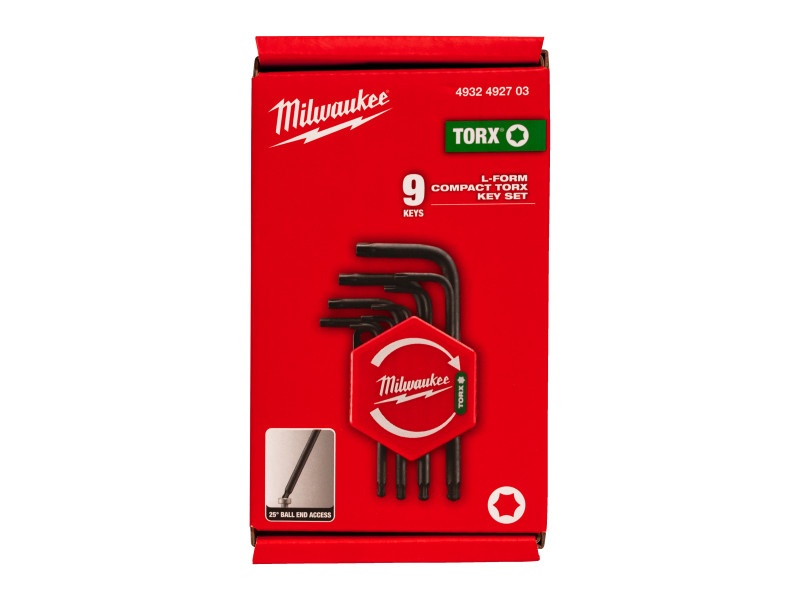 MILWAUKEE Set de chei compacte Torx în formă de L 9 piese T10-T50