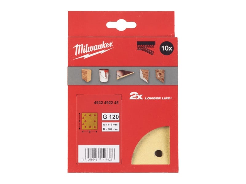 MILWAUKEE Velcro tampon de șlefuit HP 115 x 107 mm / P120 10 găuri (10 buc)