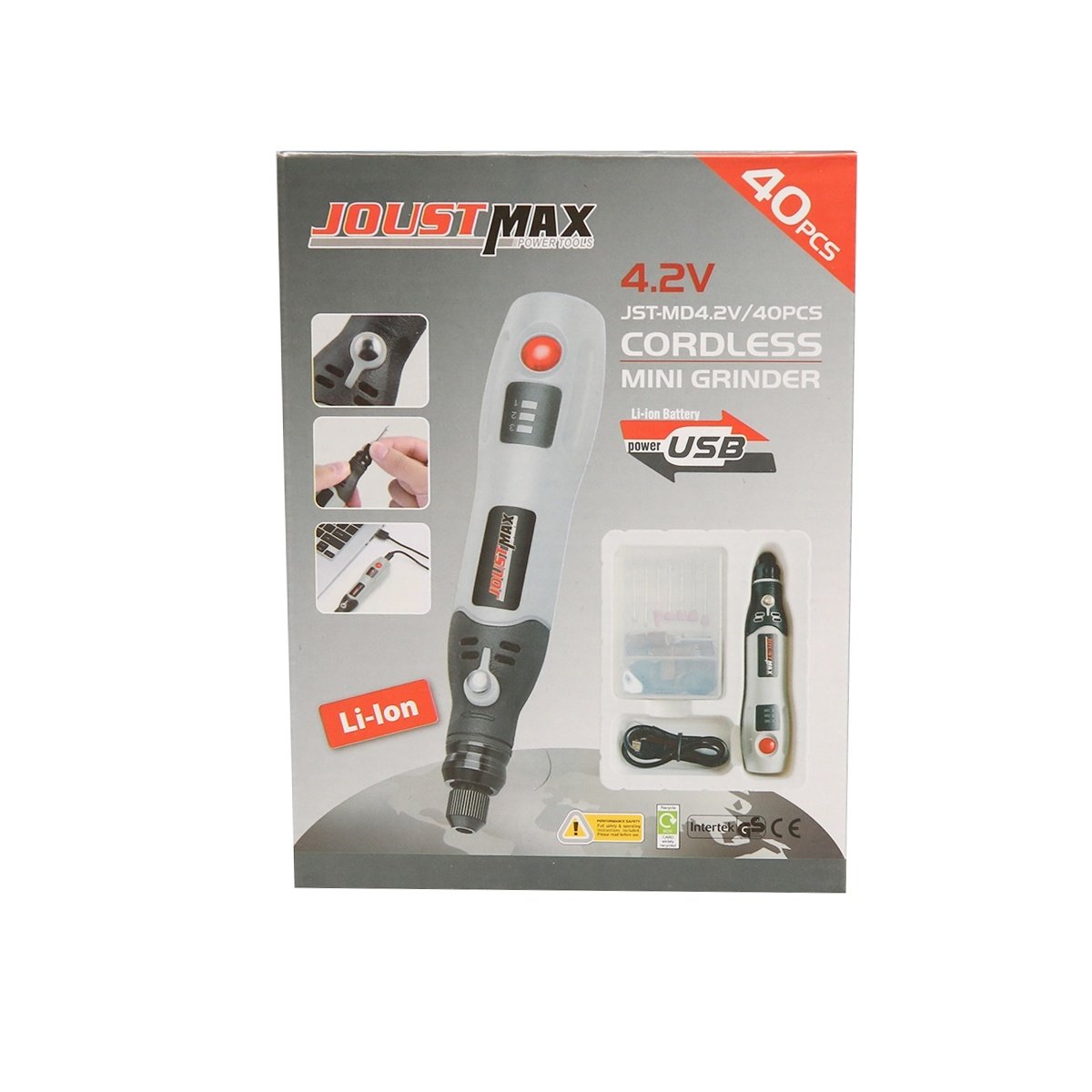 Mini polizor drept cu acumulator 4.2V 600mAh, 15000rpm cu 40 accesorii, Cod: DISEU69, Brand: JOUSTMAX - 1 | YEO