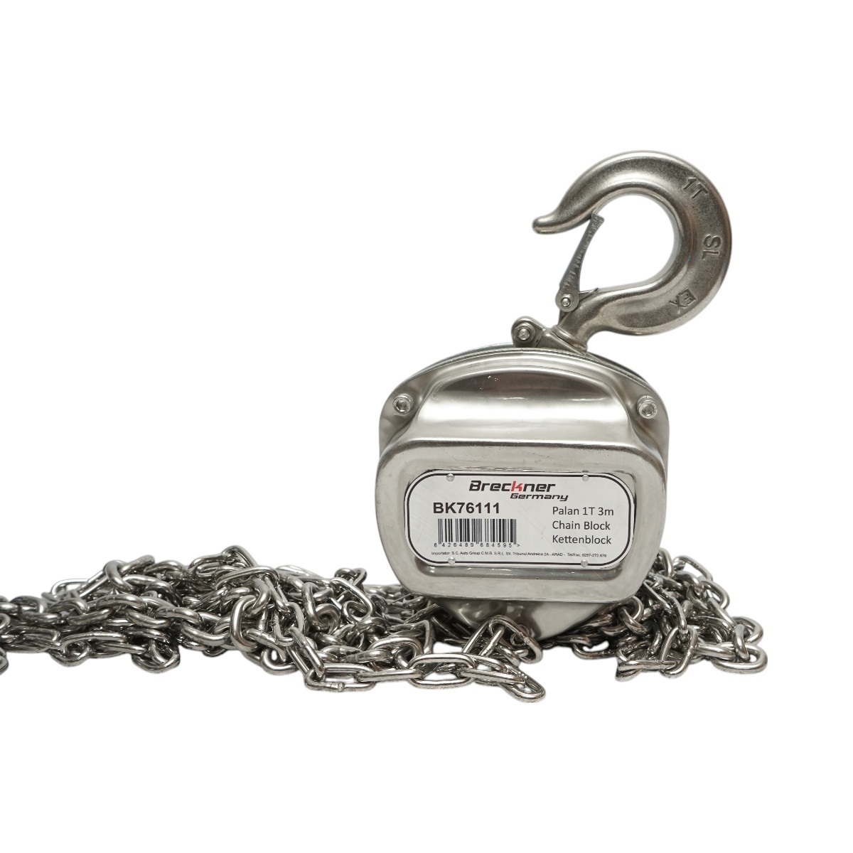 Palan manual inox cu lant 3m, sarcina maxima 1000 kg, carlig cu siguranta , Cod: BK76111,Breckner Germania - 3 | YEO