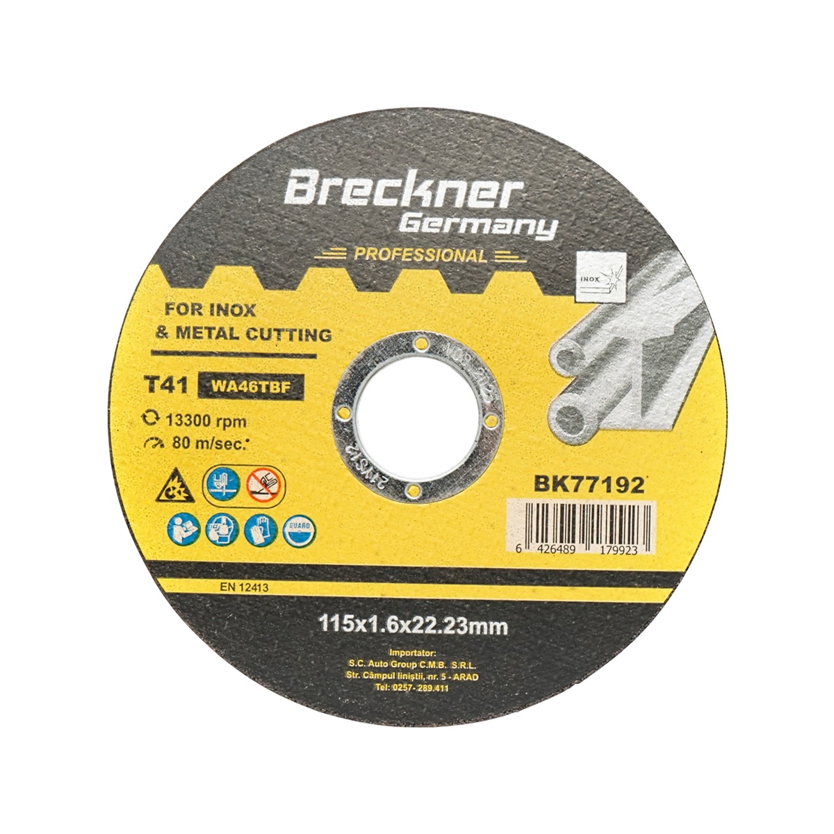 Panza disc flex pentru taiat si polizat inox T41 115x1.6x22mm, Cod: BK77192, Brand: BRECKNER GERMANY