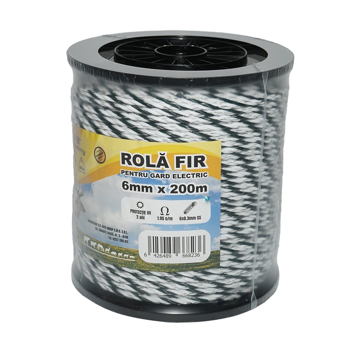 Rola fir alb-negru fi 6mm, 6x0.3mm SS inox, 1.95 Ohm/m 200m gard electric , Cod: DISPK51, Marca: BRECKNER GERMANY - 1 | YEO