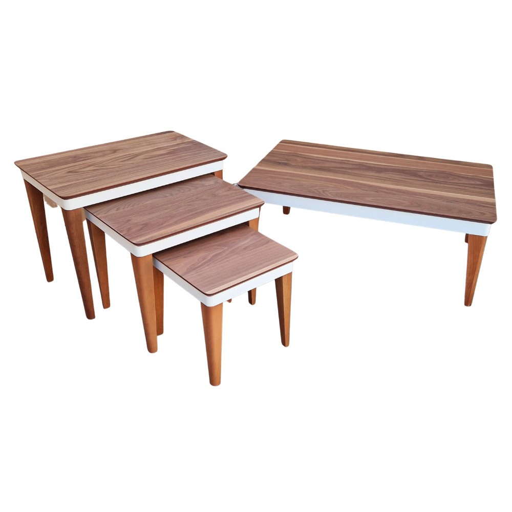 Set 4 masute Naturen, Brown Wood, Glasspandoor