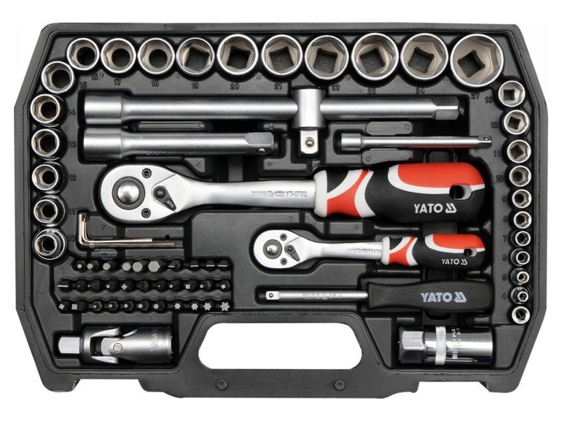 Set de prize YATO 72 piese 1/4", 1/2" CrV