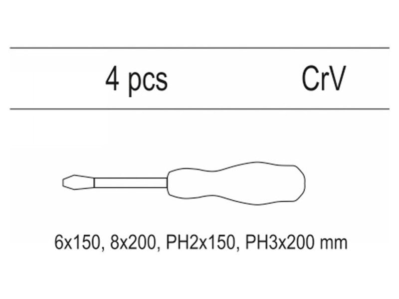 Set de șurubelnițe YATO din 4 piese pentru inserții de sertare