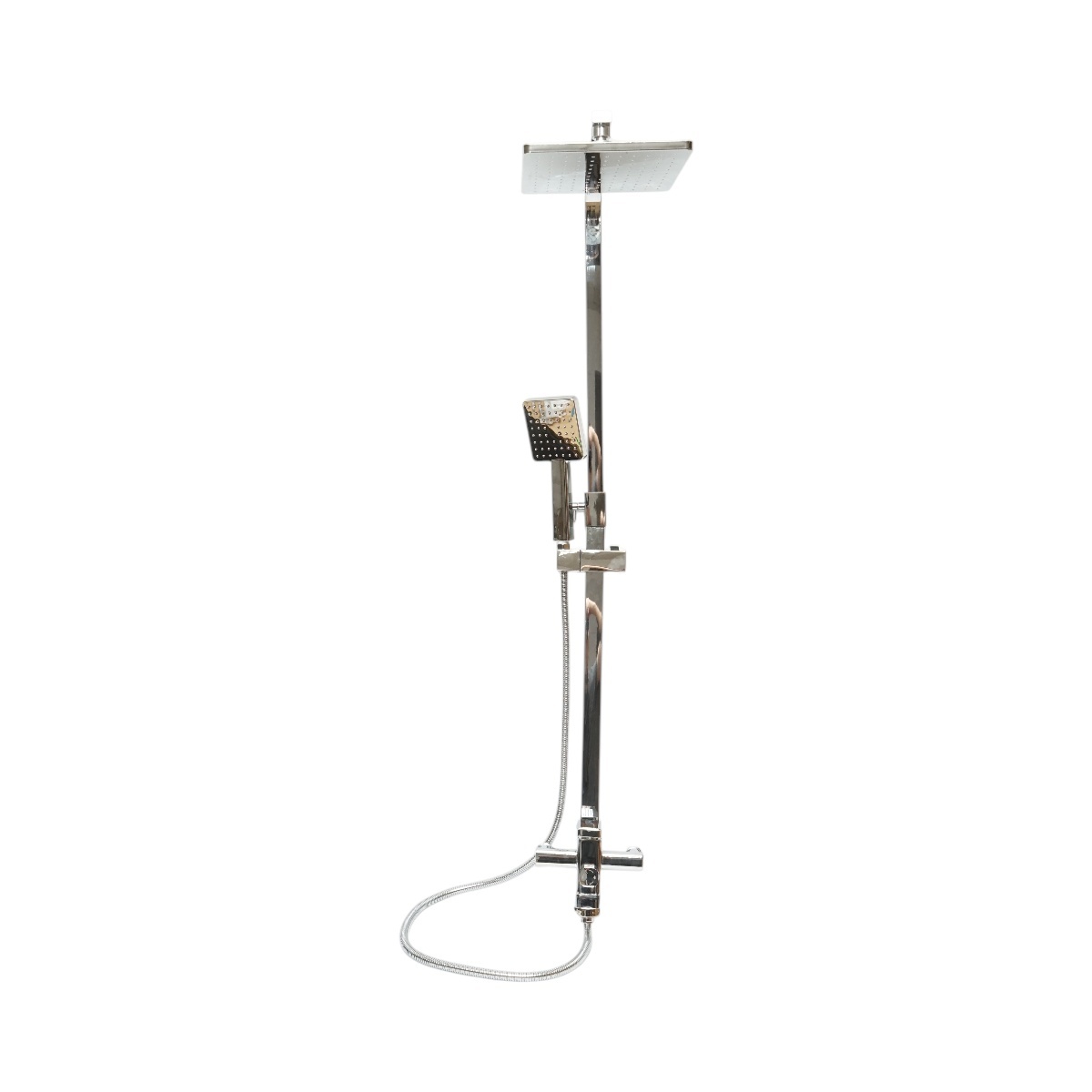 Set dus multifunctional de perete cu dus de mana, pipa cada, dus dreptunghiular, cartus ceramic, crom lucios, Cod: DISSY40 - 2 | YEO