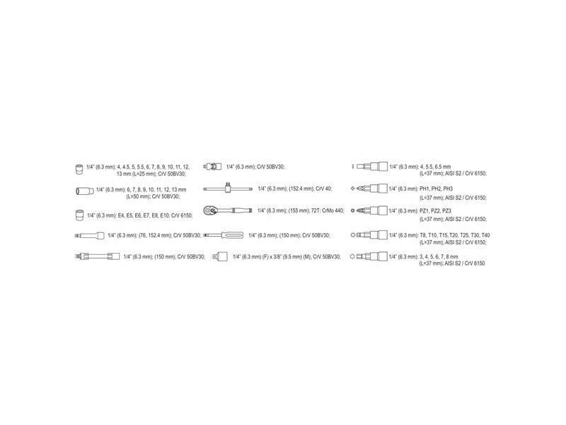 Set prize YATO 56 piese 1/4" 4-13 mm CrV - 1 | YEO