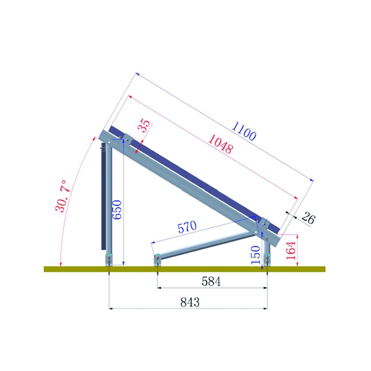 Sistem complet montare pe beton pentru 4 panouri solare fotovoltaice cu unghi 30 grade, Cod: BK77911, Brand: BRECKNER GERMANY - 1 | YEO