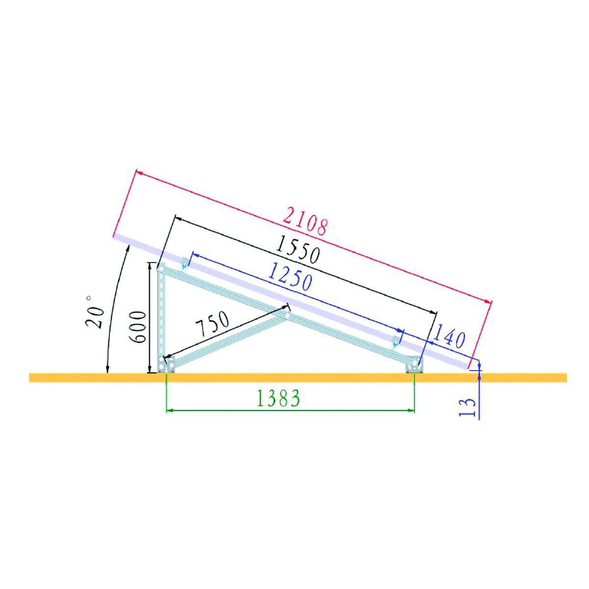 Sistem complet montare pe beton pentru 4 panouri solare fotovoltaice cu unghi 20 grade, Cod: BK77910, Brand: BRECKNER GERMANY - 1 | YEO